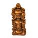 Wooden See Hear Speak No Evil Laughing Smiling Happy Buddha Figurines Handmade Statue Sitting Sculpture Home Decor Accent