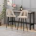 Set of 2 Bar Stool with Nailheads and Gold Tipped Black Metal Legs