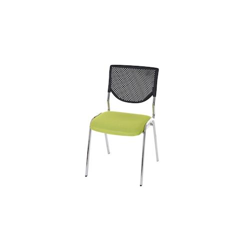 Besucherstuhl T401, Konferenzstuhl stapelbar, Stoff/Textil ~ Sitz grün, Füße chrom