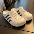 Adidas Shoes | Adidas Adilette Clog Sandals Shoes New White Black Fy8970 Mens Size 9 Superstar | Color: Black/White | Size: 9