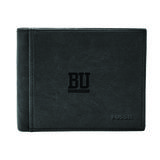 Men's Fossil Black Boston University Leather Ingram RFID Flip ID Bifold Wallet