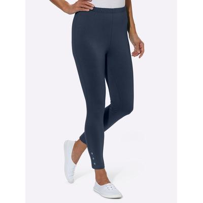 Leggings CLASSIC BASICS, Damen, Gr. 46, Normalgrößen, blau (marine), 95% Baumwolle, 5% Elasthan, unifarben, 7/8-Länge, Hosen Image