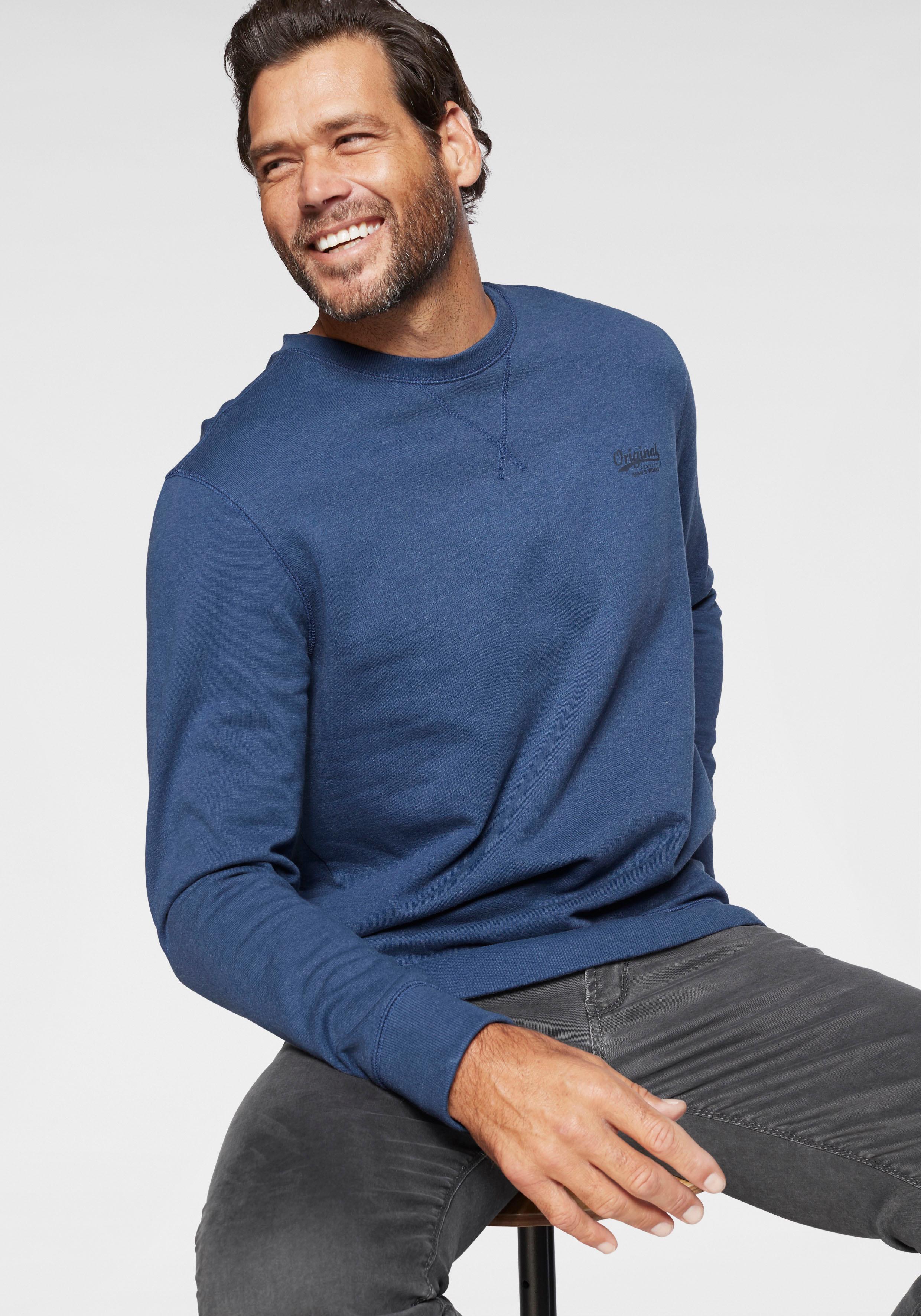 Sweatshirt MAN'S WORLD, Herren, Gr. 3XL (64/66), blau (blau, meliert), angeraute Sweatware, Obermaterial: 60% Baumwolle, 40% Polyester, meliert, Basic, regular fit hüftbedeckend, Rundhals, Rippbündchen, Sweatshirts, Langarm, Basic-Stil, unifarben,... Image