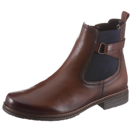 Chelseaboots GABOR Gr. 37, braun Damen Schuhe Blockabsatz, Stiefelette, Businessmode mit Stretcheinsatz