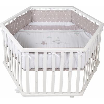 Laufgitter ROBA "Indibär, 6-eckig", Baby, weiß, Laufställe, mit Stoffeinlage und Nestchen Image
