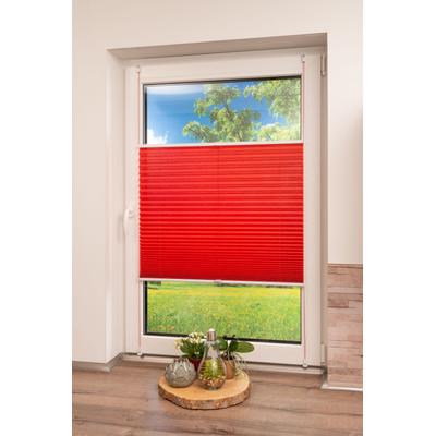 Plissee K-HOME "Klemmfix Pisa" Gr. 6, rot, B:90cm H:130cm, Obermaterial: 100% Polyester, Plissees, Crushed-Optik Image