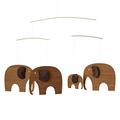 Flensted Mobile Elefantenparty aus Teakholz und Leder hergestellt in der Farbe braun, Maße: 46 x 73 cm, 071T