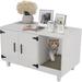 OPTERWQ Modern Pet Crate Cat Washroom Hidden Litter Box Enclosure Furniture House As Table Nightstand w/ Scratch Pad, Stackable in Gray | Wayfair