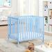 Suite Bebe Palmer 3-in-1 Mini Convertible Crib w/ Mattress Wood in White/Blue | 34 H x 26.5 W x 39.75 D in | Wayfair 25199-BBL