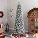 The Holiday Aisle® Slender Realistic Artificial Fir Flocked/Frosted Christmas Tree w/ LED Lights Metal in Green/White | 40 W in | Wayfair