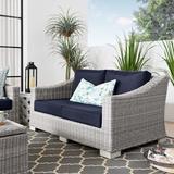 Conway Outdoor Patio Wicker Rattan Loveseat by Modway Wicker/Rattan in Gray | 28 H x 55 W x 36 D in | Wayfair EEI-4841-LGR-NAV