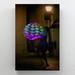 Latitude Run® Lady In Purple w/ A Big Bubble - 1 Piece Rectangle Graphic Art Print On Wrapped Canvas in Green/Indigo | 20 H x 16 W x 2 D in | Wayfair