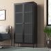 Wade Logan® Anabelli Metal 2 Door Rectangular Accent Cabinet Metal in Black | 72.83 H x 35.38 W x 15.75 D in | Wayfair