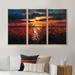 Winston Porter Romantic Sunset by Lakeside - 3 Piece Floater Frame Print Set on Canvas Canvas, Wood in White | 20 H x 36 W x 1 D in | Wayfair