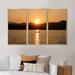 Millwood Pines Sunset over MountaIn Lake Horizon - 3 Piece Floater Frame Print Set on Canvas in White | 28 H x 36 W x 1 D in | Wayfair