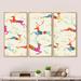 The Holiday Aisle® Patterned Frolicking Christmas Reindeers - 3 Piece Floater Frame Print Set on Canvas Canvas, in White | Wayfair