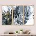 Wrought Studio™ Gray & Hand Painted Marble Acrylic - 3 Piece Floater Frame Print Set on Canvas in White | 28 H x 36 W x 1 D in | Wayfair