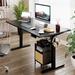 The Twillery Co.® Home Office Height Adjustable Standing Desk Wood/Metal in Black | 27.5 H x 55 W x 24 D in | Wayfair