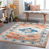 Parottee 6'7" x 9' Traditional Updated Traditional Farmhouse Lambswool/Royal Denim/Brown/Copper/Gray/Light Brown/Dark Red/Caramel Area Rug - Hauteloom
