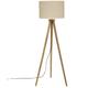 Lampadaire Trépied en Bois de Manguier et Abat-jour Beige lin h 150 cm Atmosphera Beige