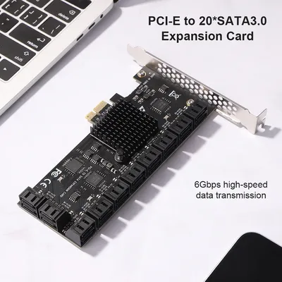 Adaptateur PCIE SA3112J carte d'extension PCI Express X1 vers SATA 16/12 20/3.0 ports 6Gbps