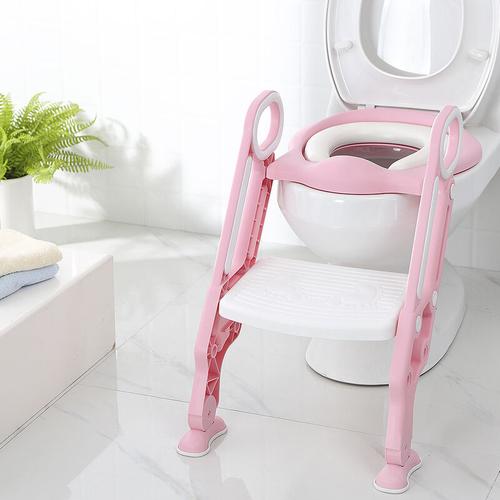 Dyhf - Töpfchentrainer mit Leiter Toilettensitz Kinder-Töpfchen Sitz für Toiletten Rosa