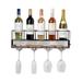 True Wall Mounted Wire Wine Rack with Cork Cage, Stemware Holder, Holds 5 Bottles & 4 Wine Glasses