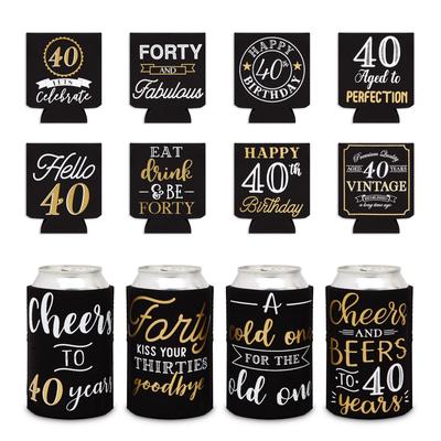 Can Cooler Sleeves for 40th Birthday Party, Cheers to 40 Years (12 Pack)