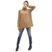 Plus Size Women's Side Button Turtleneck Sweater by ellos in Soft Camel (Size 14/16)