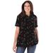 Plus Size Women's Perfect Printed Short-Sleeve Polo Shirt by Woman Within in Black Mistletoe (Size M)