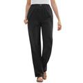 Plus Size Women's Elastic Waist Mockfly Straight-Leg Corduroy Pant by Woman Within in Black (Size 38 W)