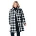 Plus Size Women's Wool-Blend Classic A-Line Coat by Woman Within in Black Plaid (Size 18 W)