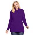 Plus Size Women's Cable Knit Half-Zip Pullover Sweater by Woman Within in Radiant Purple (Size 2X)