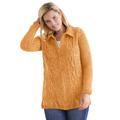 Plus Size Women's Chenille Zip Cable Cardigan by Woman Within in Honey Glaze (Size 5X)