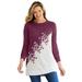 Plus Size Women's Snowflake Jacquard Pullover Sweater by Woman Within in Deep Claret Snowflake Embroidery (Size 4X)