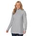 Plus Size Women's Waffle Knit Turtleneck Sweater by Woman Within in Heather Grey (Size 3X)