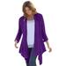 Plus Size Women's Open Front Pointelle Cardigan by Woman Within in Radiant Purple (Size 1X) Sweater