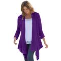 Plus Size Women's Open Front Pointelle Cardigan by Woman Within in Radiant Purple (Size 2X) Sweater