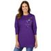 Plus Size Women's Patchwork Embroidered Top by Woman Within in Radiant Purple Pretty Embroidery (Size 34/36)