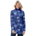 Plus Size Women's Mockneck Long-Sleeve Tunic by Woman Within in Royal Navy Textured Snowflake (Size 5X)