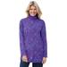 Plus Size Women's Mockneck Long-Sleeve Tunic by Woman Within in Petal Purple Floral Paisley (Size 3X)