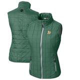 Women's Cutter & Buck Heathered Green Oakland Athletics Rainier PrimaLoft Eco Full-Zip Puffer Vest