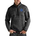 Men's Antigua Heathered Black North Georgia Nighthawks Fortune Quarter-Zip Jacket