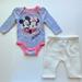 Disney Matching Sets | Baby Girl Disney Onesie And Pants For The Price Of $8. Like New | Color: Gray/White | Size: 0-3mb