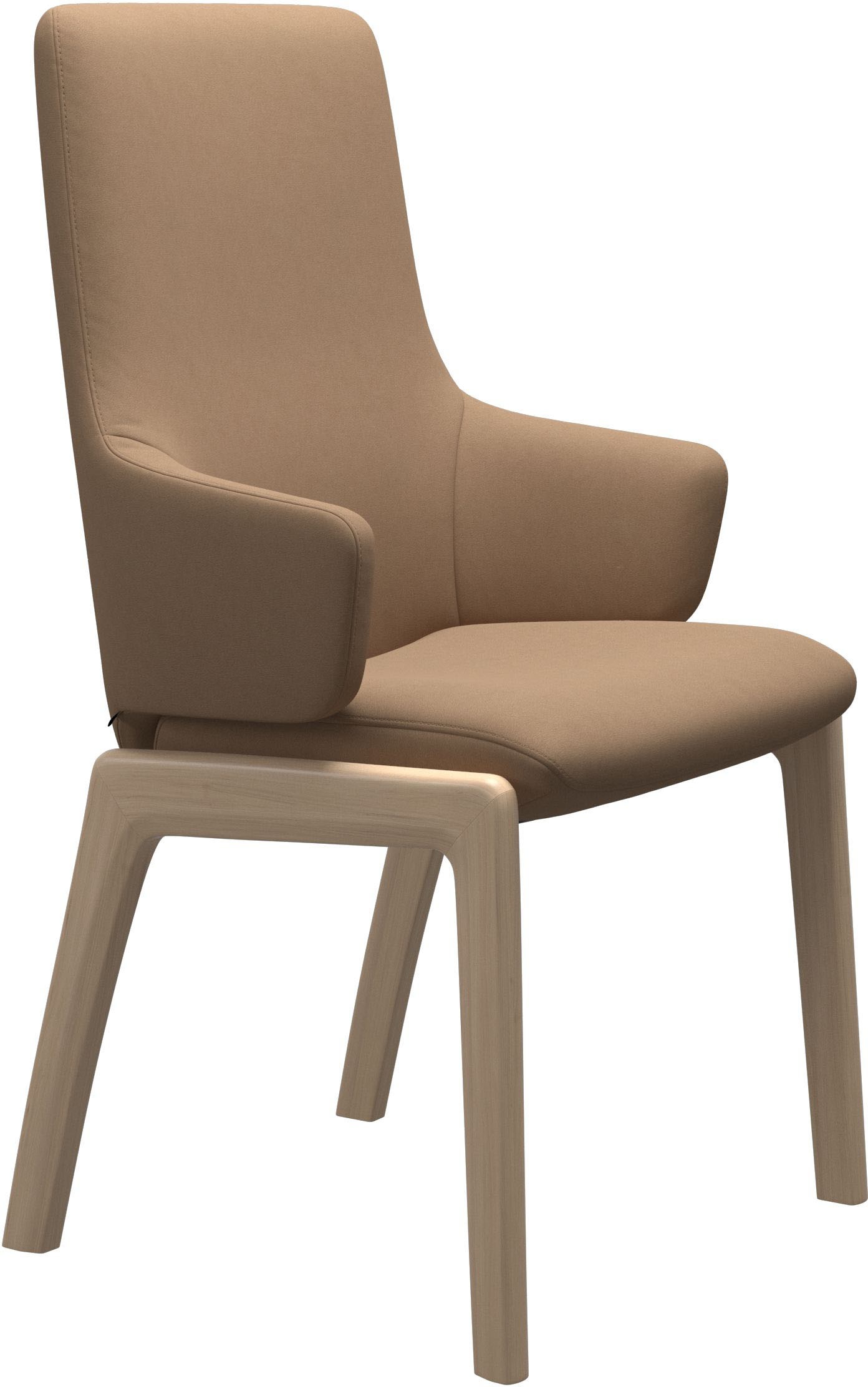 Polsterstuhl STRESSLESS "Laurel", braun (sand dinamica, eiche natur), B:58cm H:105cm T:60cm, Microfaser DINAMICA (88% Polyester, 12% Polyurethan), Stühle, High Back mit Armlehne, Größe L, mit abgerundeten Beinen in Eiche Image