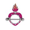 Brustwarzenpiercing ADELIA´S ""Piercing Piercing Brustpiercing"" bunt Damen Piercings Titan Intim Brust Piercing Schild Herz mit Flammen aus Pewter