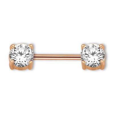 Brustwarzenpiercing ADELIA´S "Piercing Brustpiercing", Damen, rosa (rosegold), Chirurgiestahl, modisch, Piercings, Mit zwei gefassten, runden, klaren Steinen 5 mm Ø