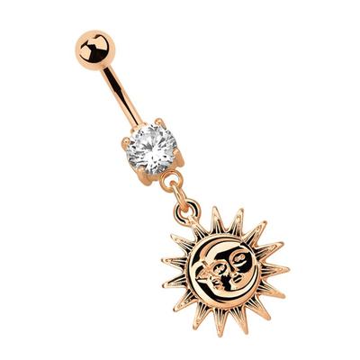 Bauchnabelpiercing ADELIA´S "Piercing Piercing Bauchnabelpiercing", Damen, gold, Chirurgiestahl, modisch, Piercings, 316l Stahl Banane -mit Sonne und Mond - rosegold