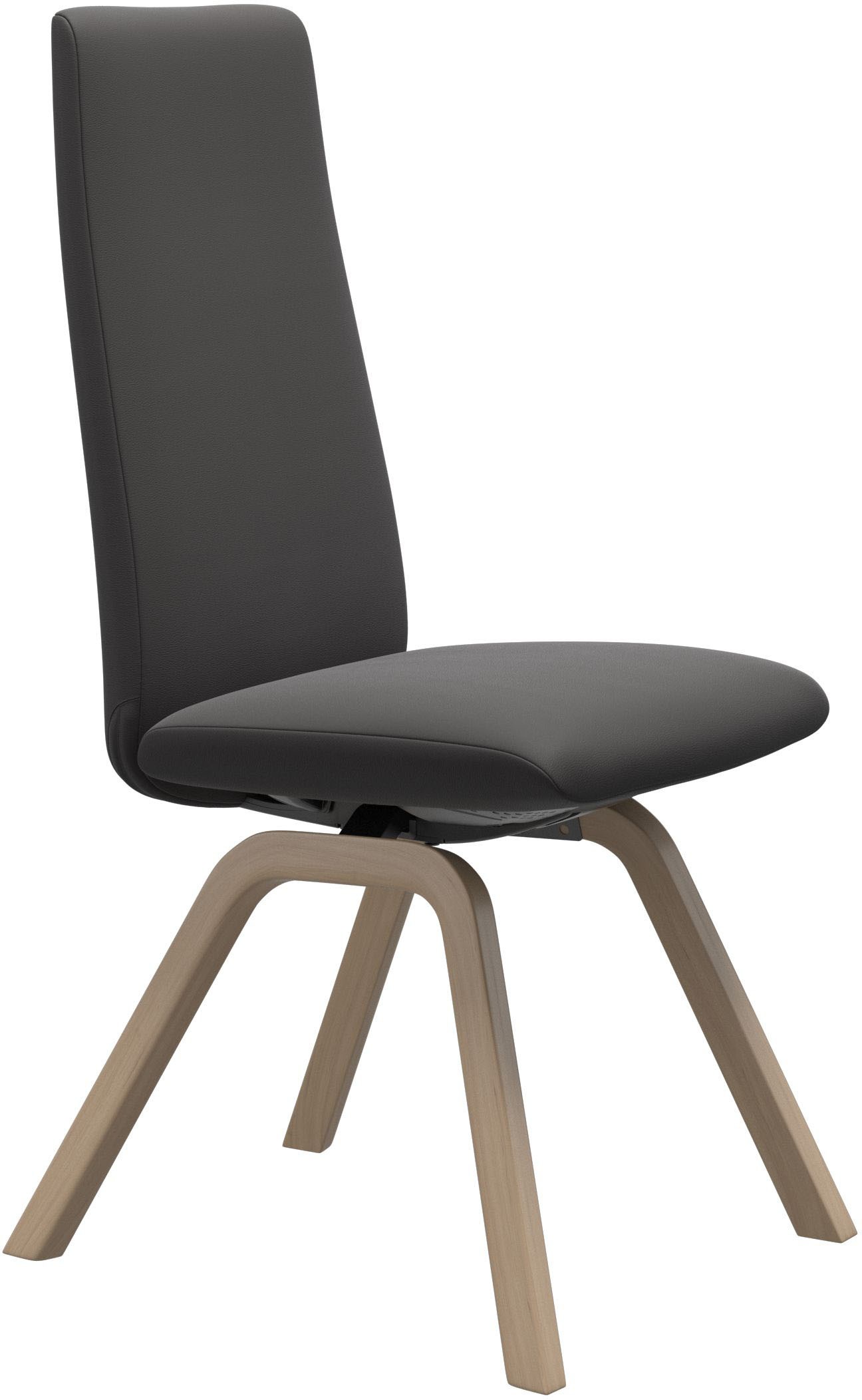 Polsterstuhl STRESSLESS "Laurel", grau (rock paloma, eiche natur), B:49cm H:105cm T:60cm, Leder PALOMA: PALOMA ist ein durchgefärbtes Semianilin-Möbelleder mit natürlicher Narbung., Stühle, High Back, Größe M, mit schräggestellten Beinen in Eiche natur Image