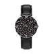 Circle Art Black Wrist Watches Classic Silver Dial Stainless Steel Watches Leatherwear Wrist Band Analog Ladies Men Women Watch